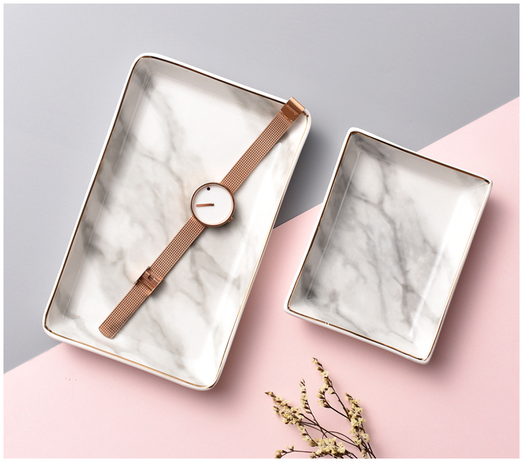 【ＡＨ105】大理石金邊長方收納盤