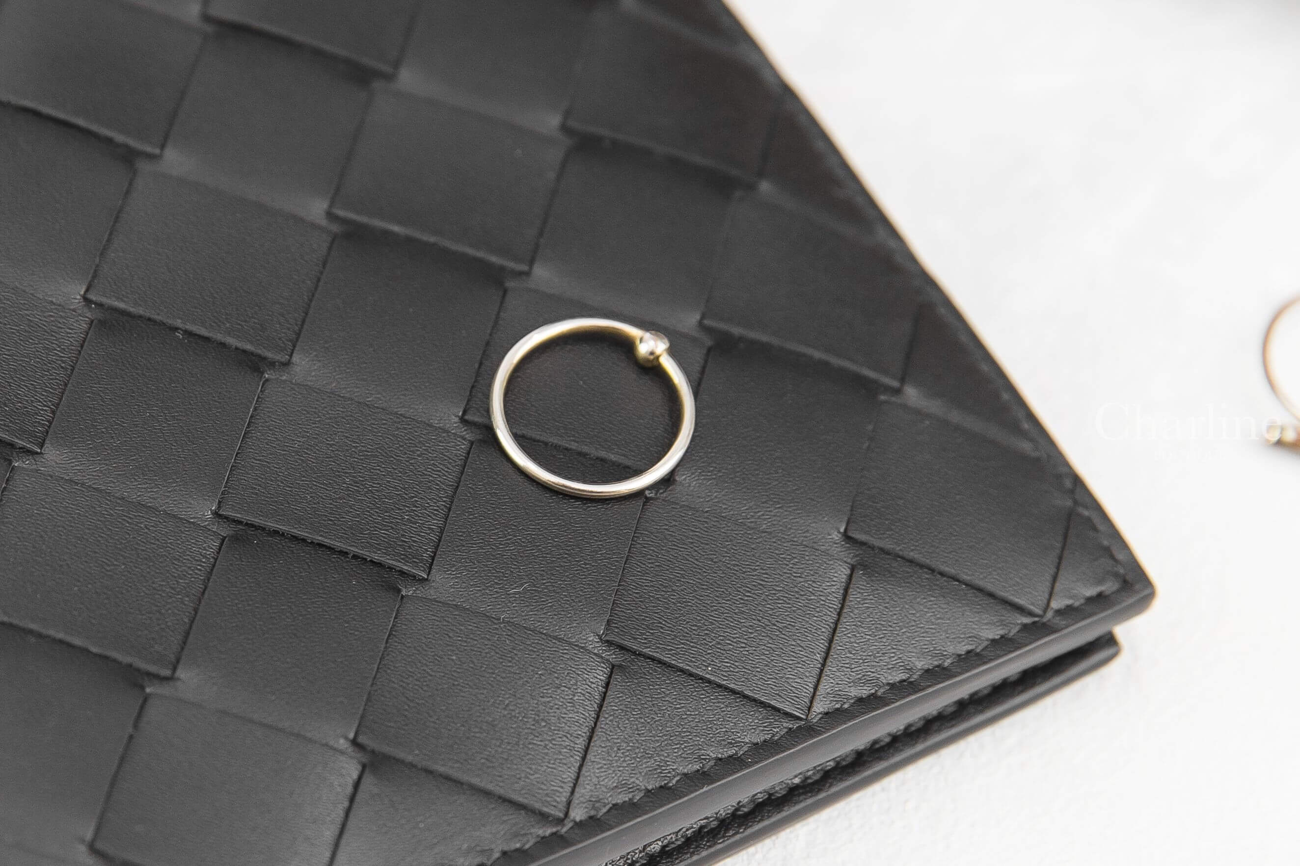 Bottega Veneta Bi-Fold Wallet 黑色大格子編織8卡短夾