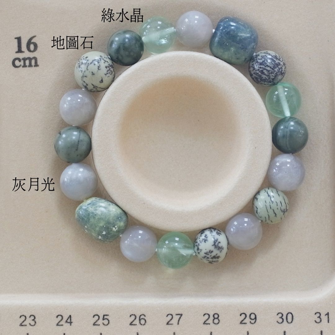 B074綠水晶/地圖石/灰月光/能量石/珠寶/飾品/純手工/純天然/療癒/冥想/凈化/護身符/健康運
