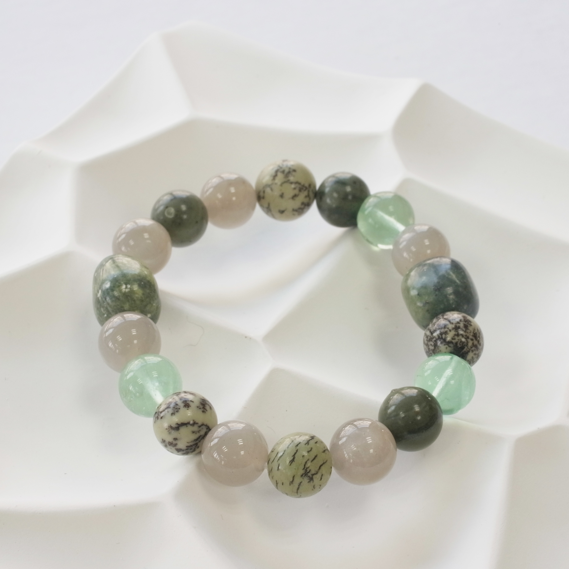 B074綠水晶/地圖石/灰月光/能量石/珠寶/飾品/純手工/純天然/療癒/冥想/凈化/護身符/健康運