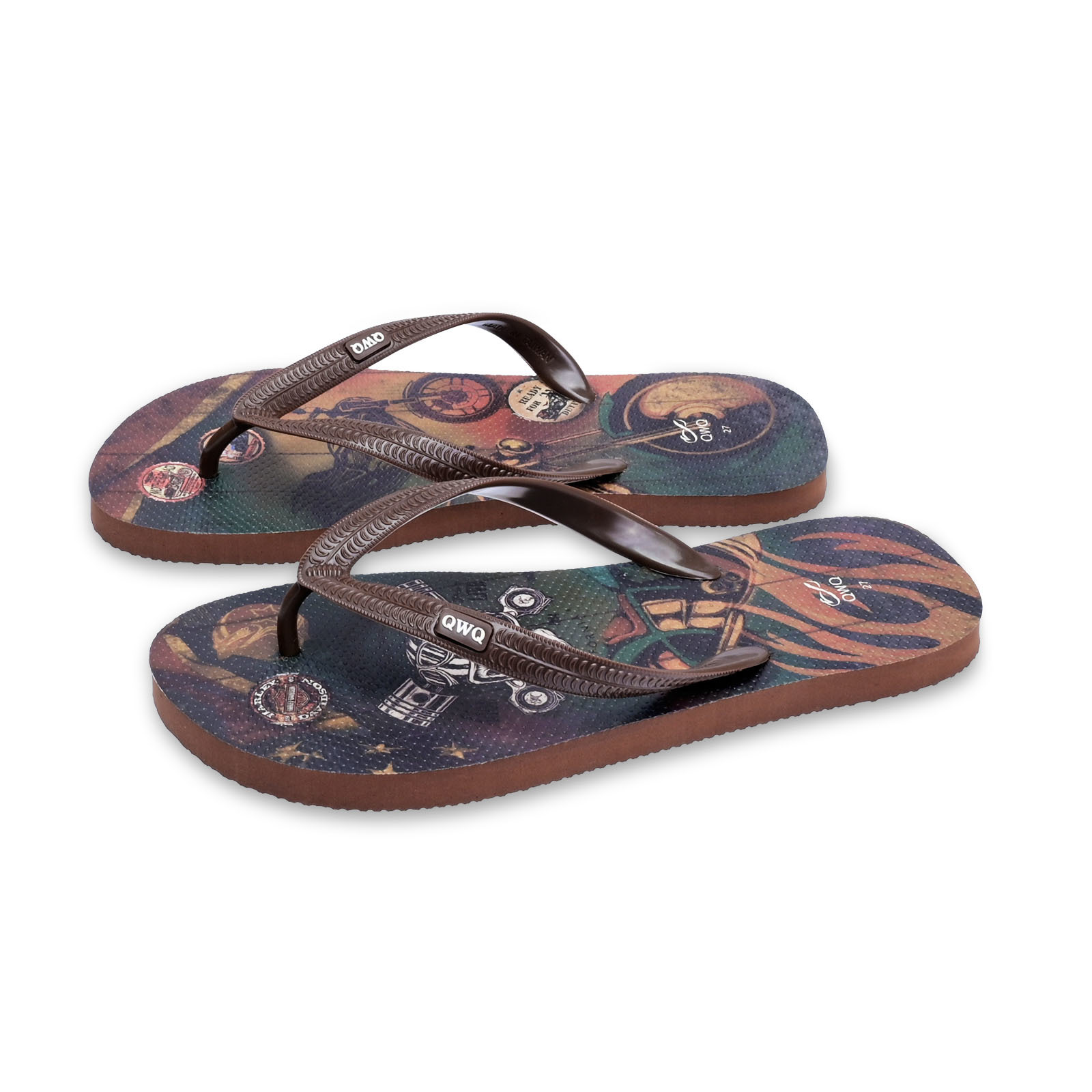 66號公路 棕色 插圖男款夾腳拖鞋 LE原創