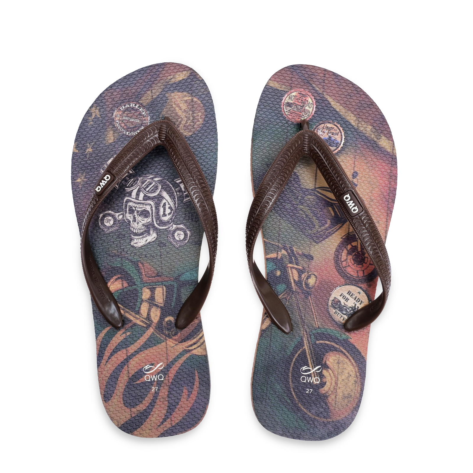 66號公路 棕色 插圖男款夾腳拖鞋 LE原創