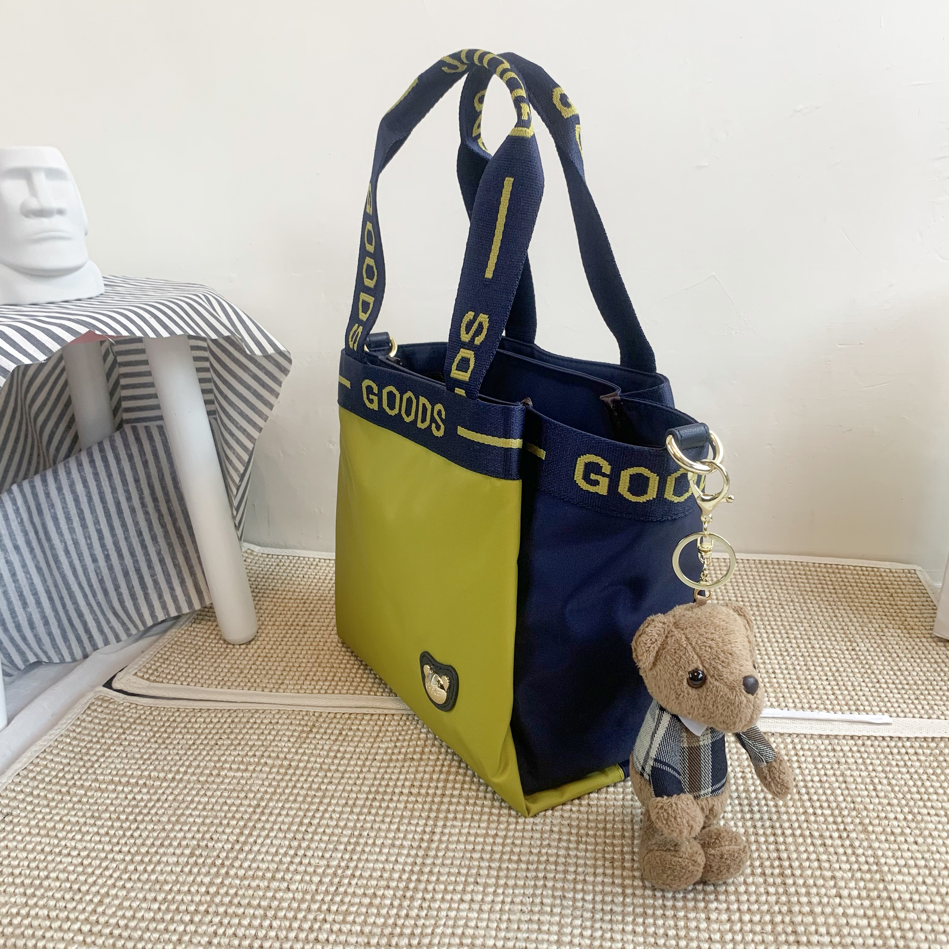 GOODS 織帶芥末黃藍 尼龍防潑水手提包 / 側背包 #2734