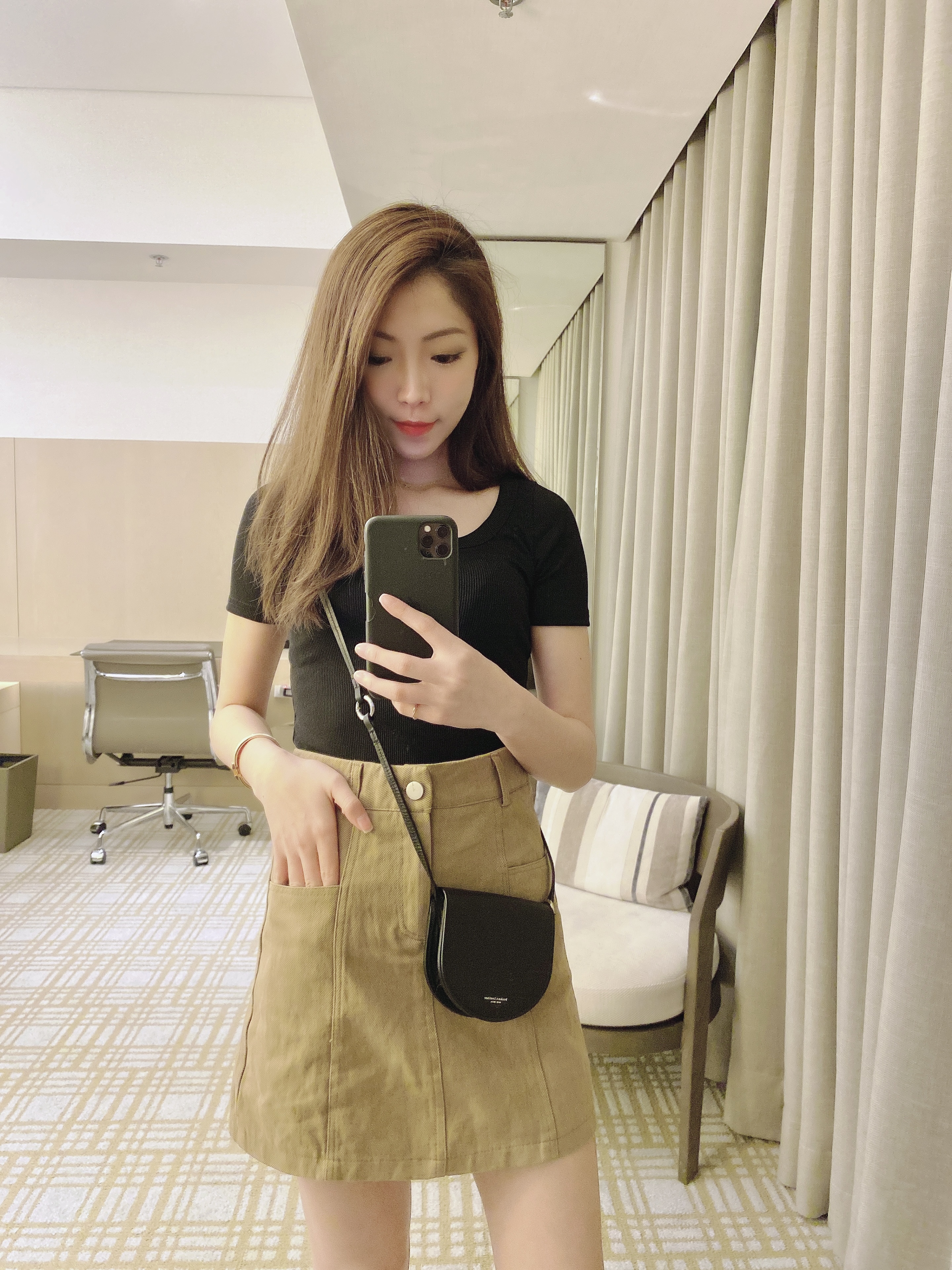 霧感色系顯瘦Ａ字長腿短褲裙