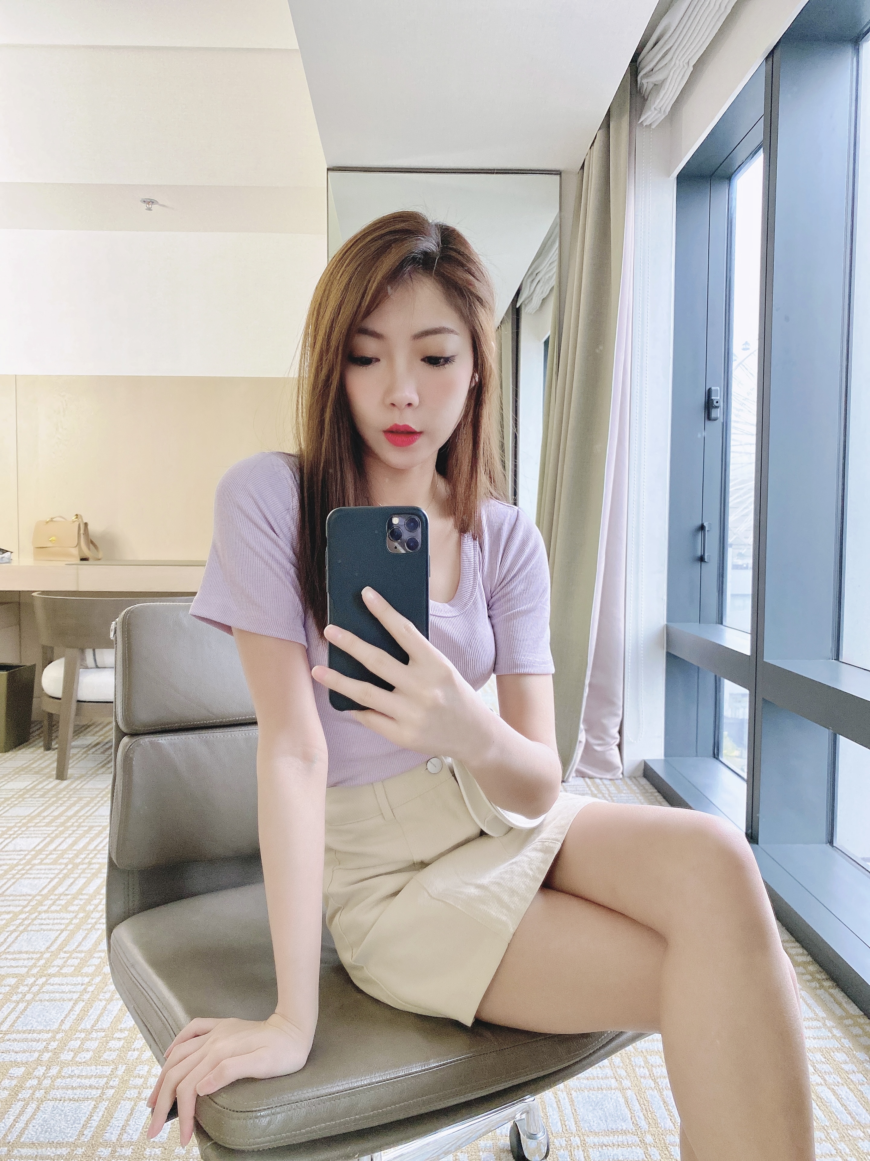 霧感色系顯瘦Ａ字長腿短褲裙