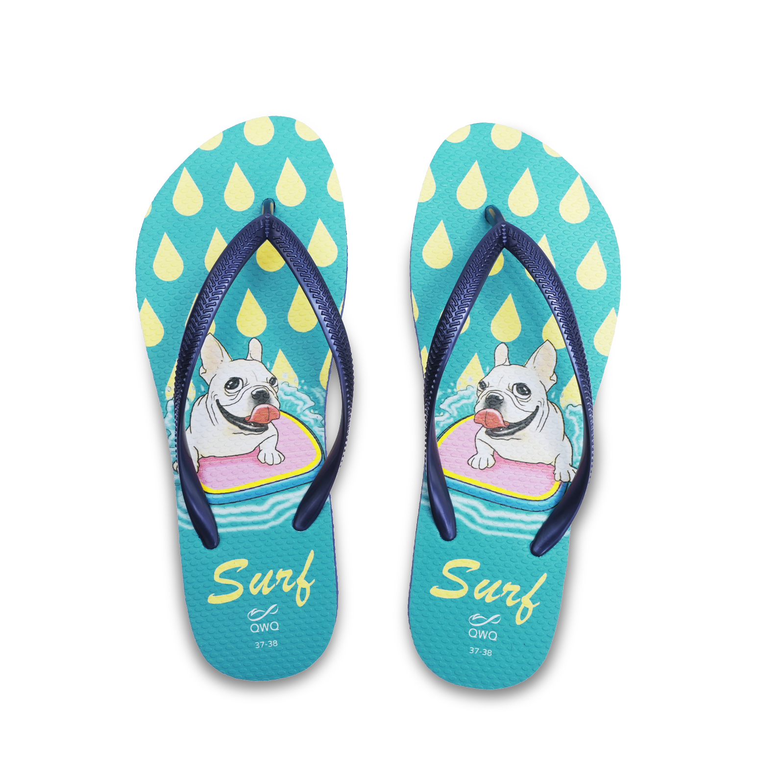 Surf法鬥系列風格 藍色 插圖女款夾腳拖