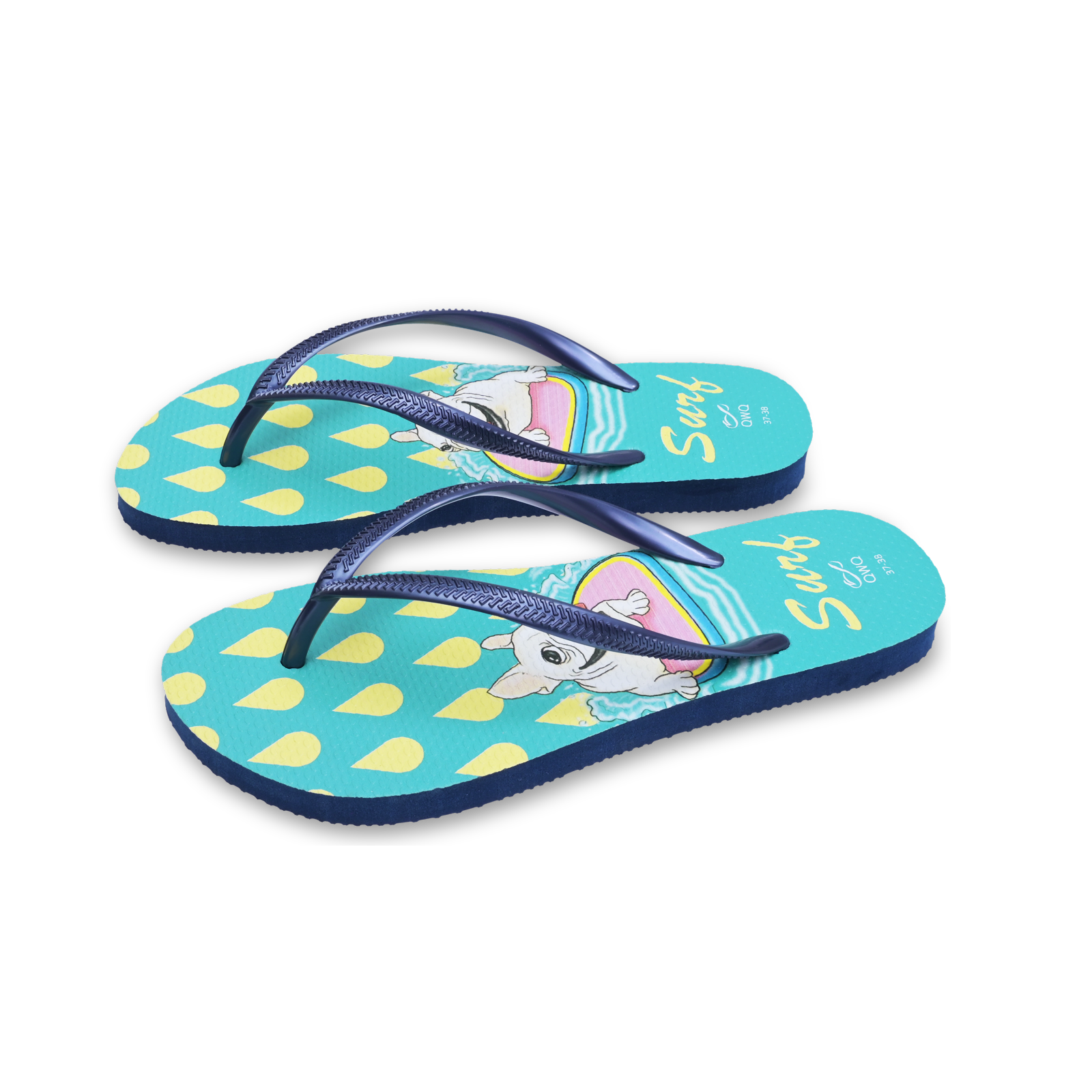 Surf法鬥系列風格 藍色 插圖女款夾腳拖
