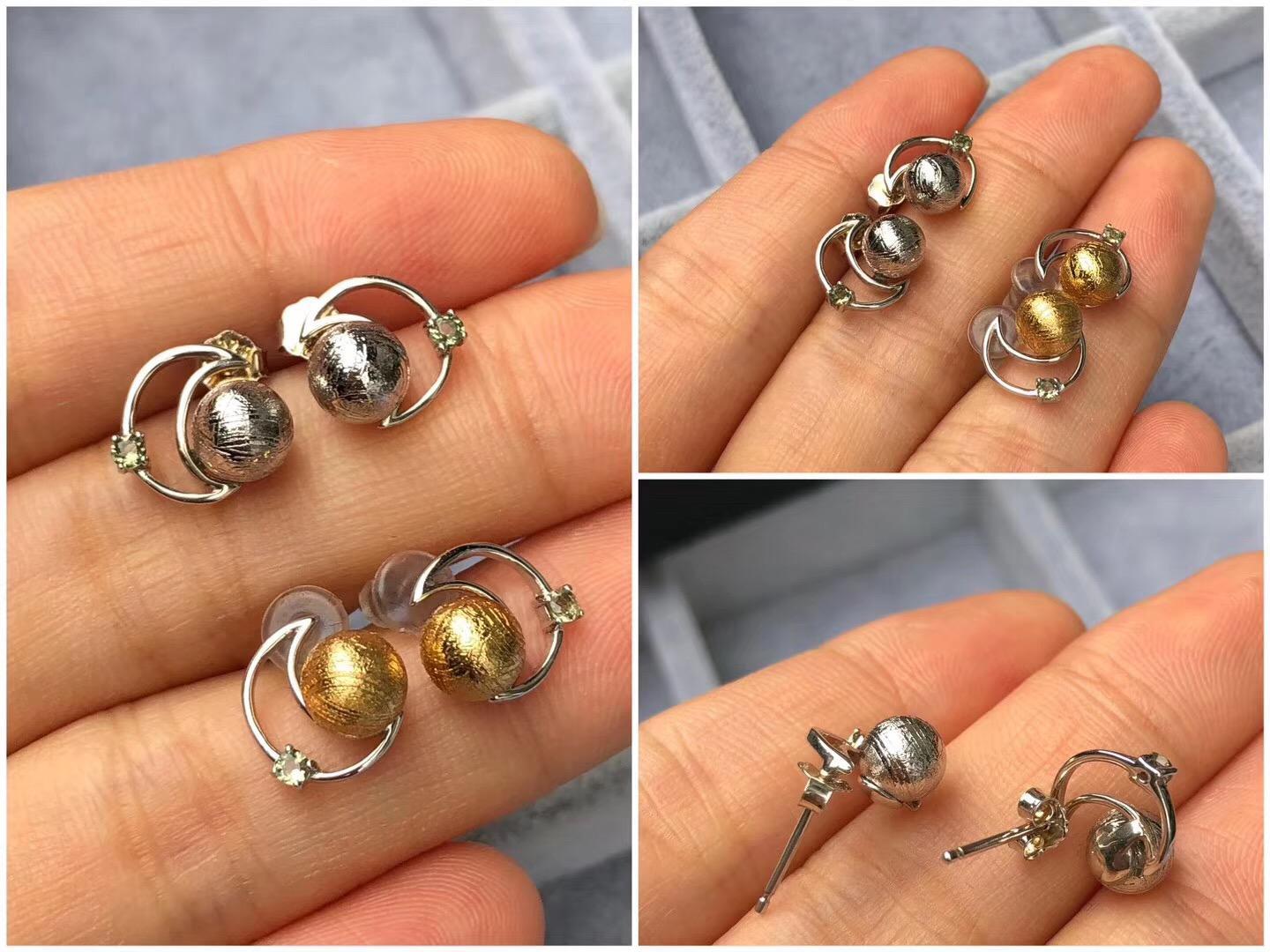 月亮耳釘（雙隕石）