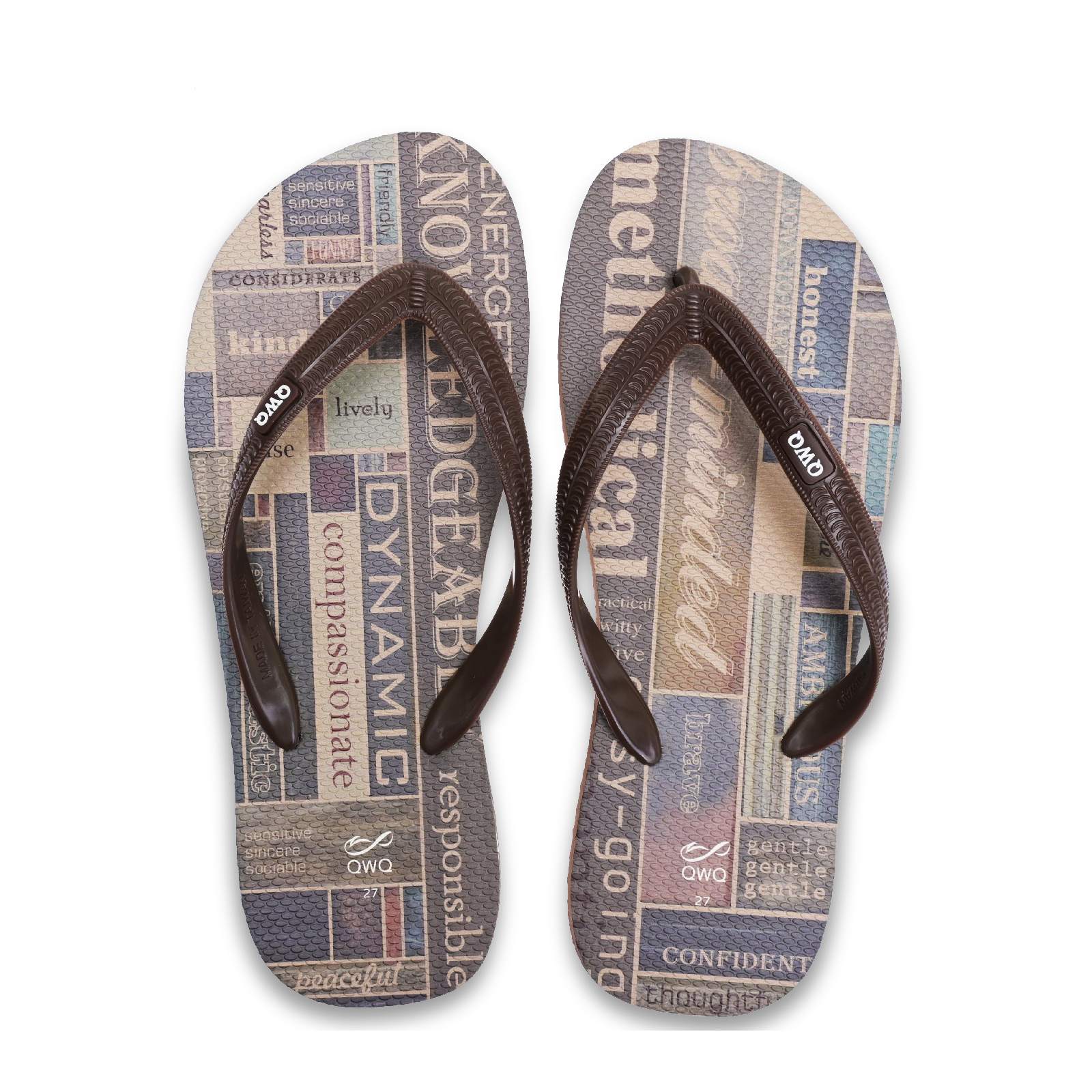 紳士守則 棕色 插圖男款夾腳拖鞋 LE原創