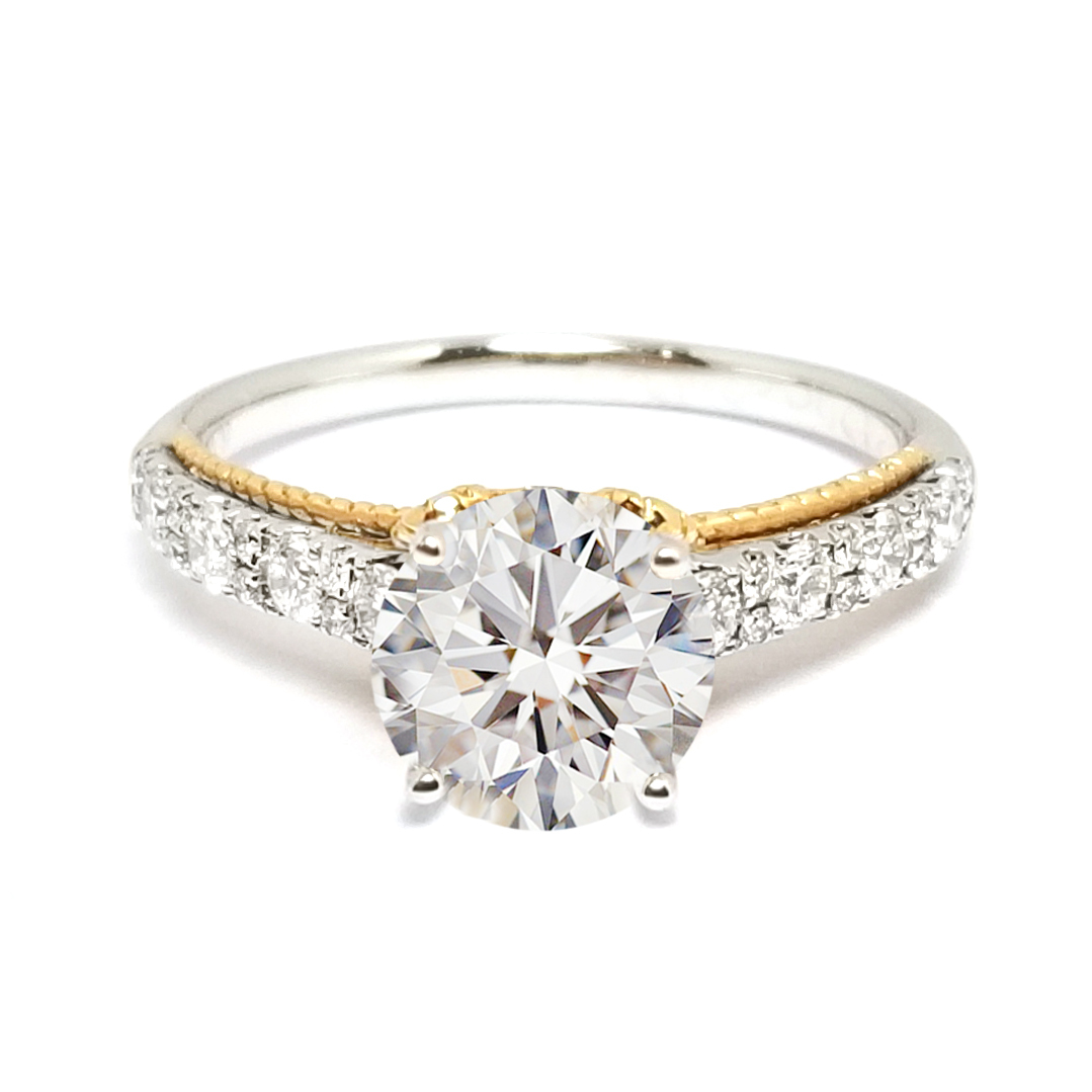 18K 白金/玫瑰金天然鑽石戒指托 (M24RY8131RM)