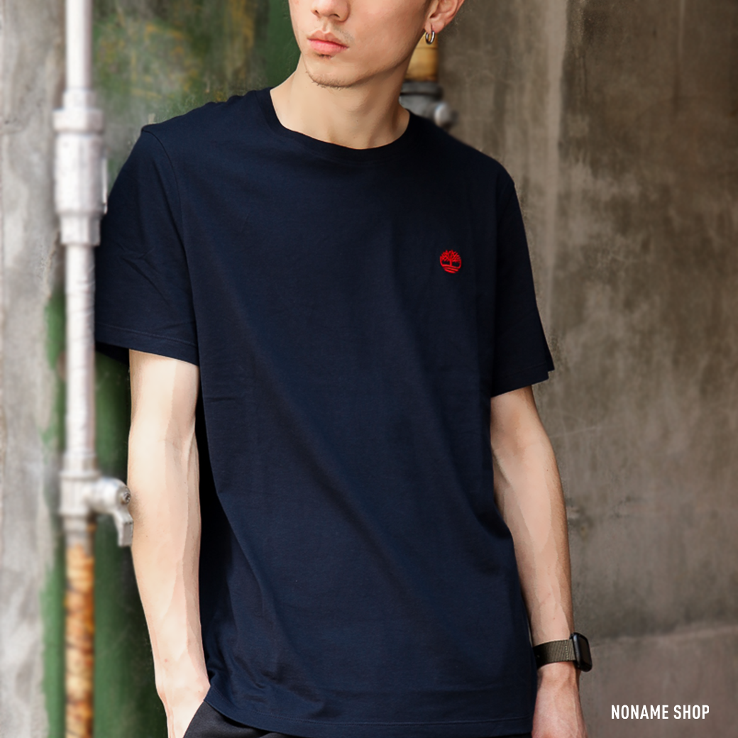 TIMBERLAND 基本款 刺繡 小LOGO 有機棉 短袖 短T 深藍 (男款)