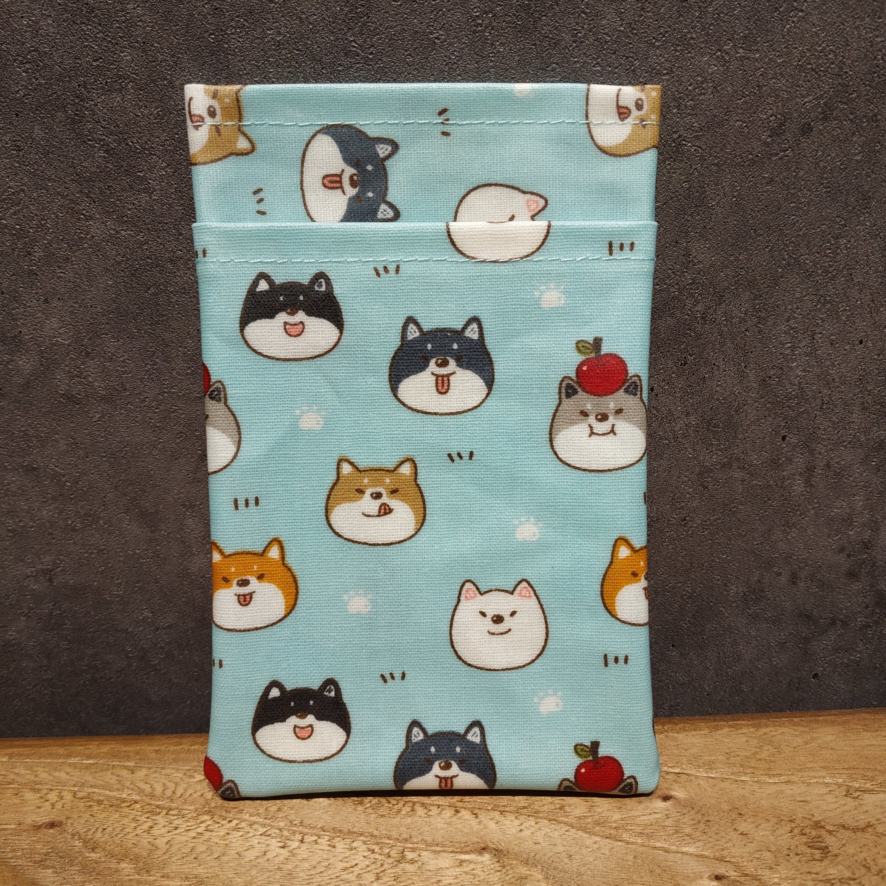 [現貨] 台灣手工防水布筆袋 - 可愛柴犬 (湖水綠)