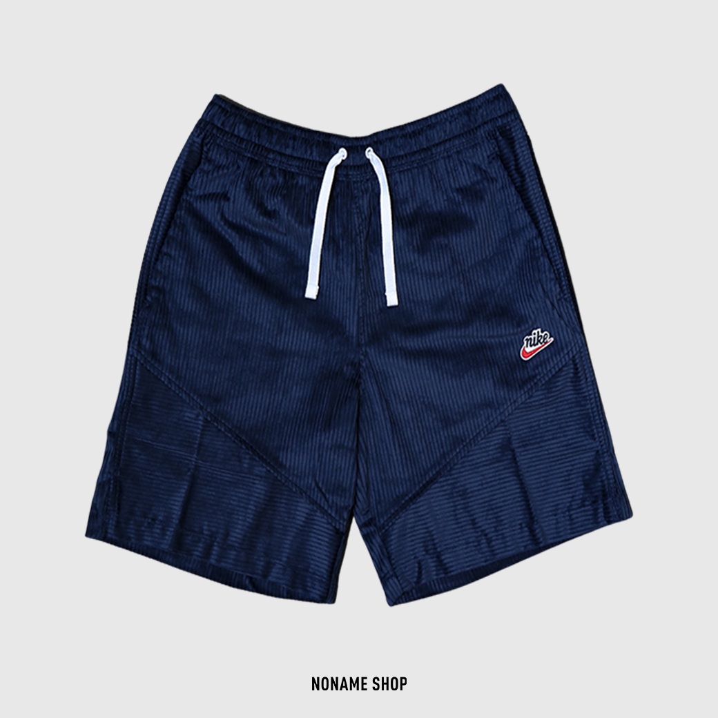NIKE Sportswear Heritage 燈芯絨 字勾 五分褲 短褲 海軍藍