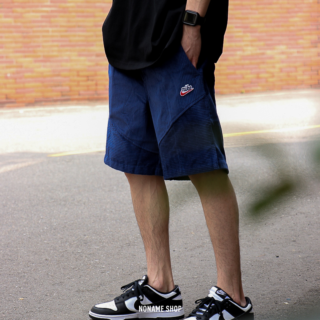 NIKE Sportswear Heritage 燈芯絨 字勾 五分褲 短褲 海軍藍