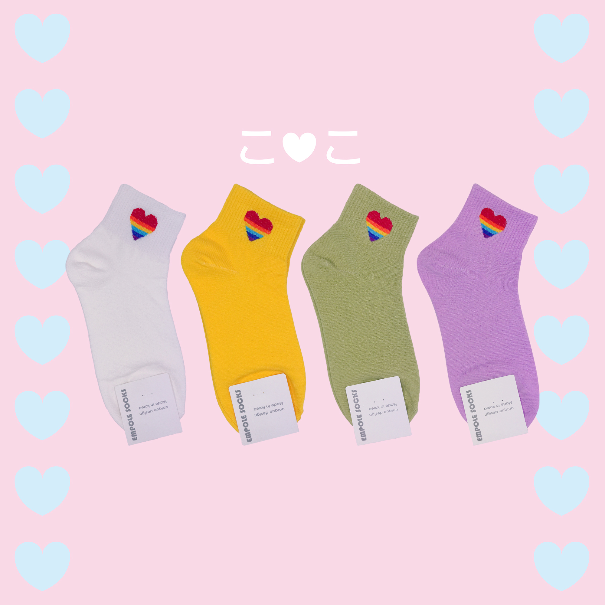 正韓彩虹愛心造型襪子