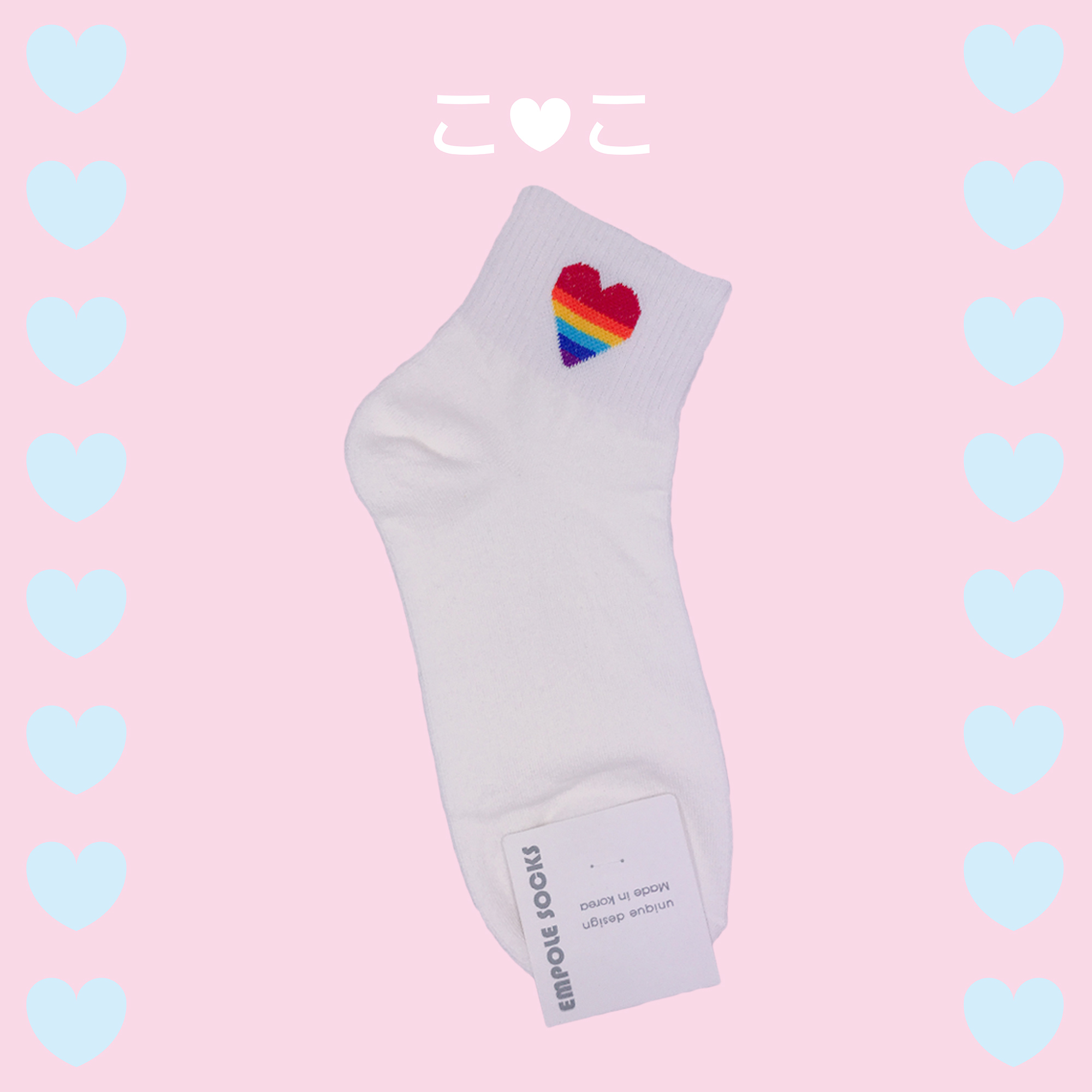 正韓彩虹愛心造型襪子