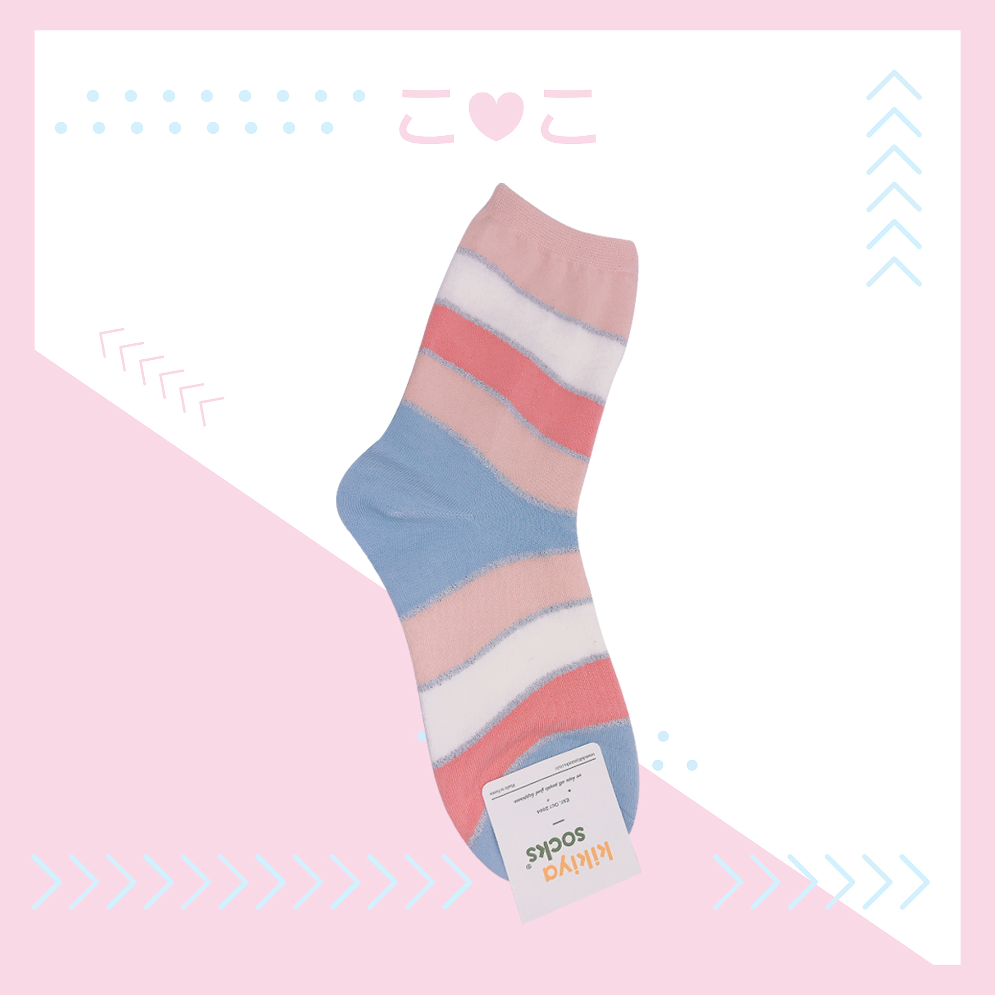 正韓波浪條紋銀蔥造型襪子