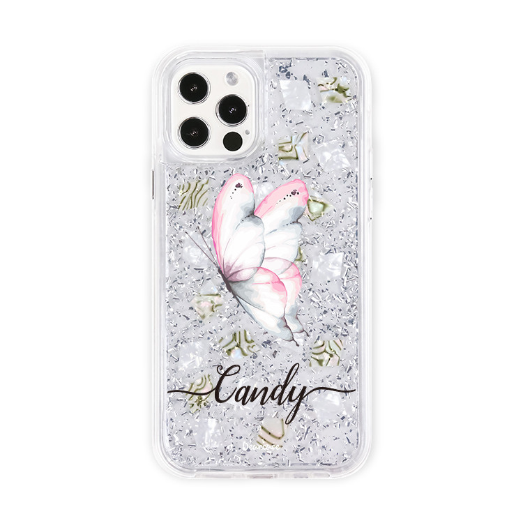 夢幻粉蝶貝拉殼 - (訂製名字) iPhone客製化手機殼