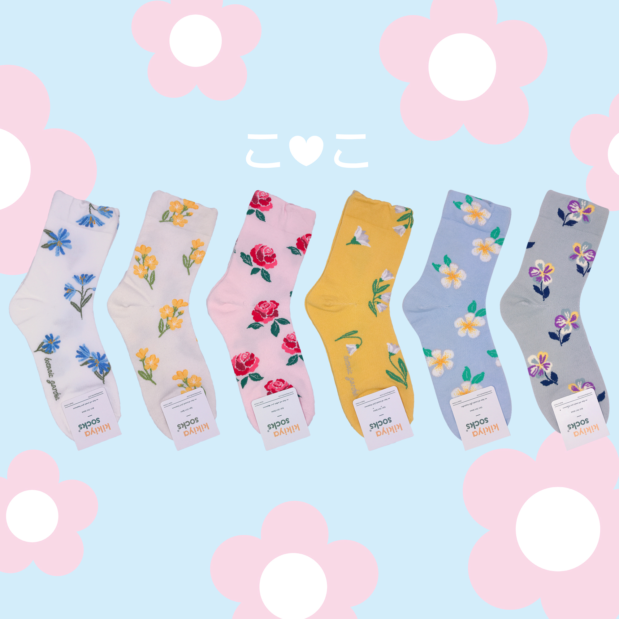 正韓花卉圖鑑糖果色襪子