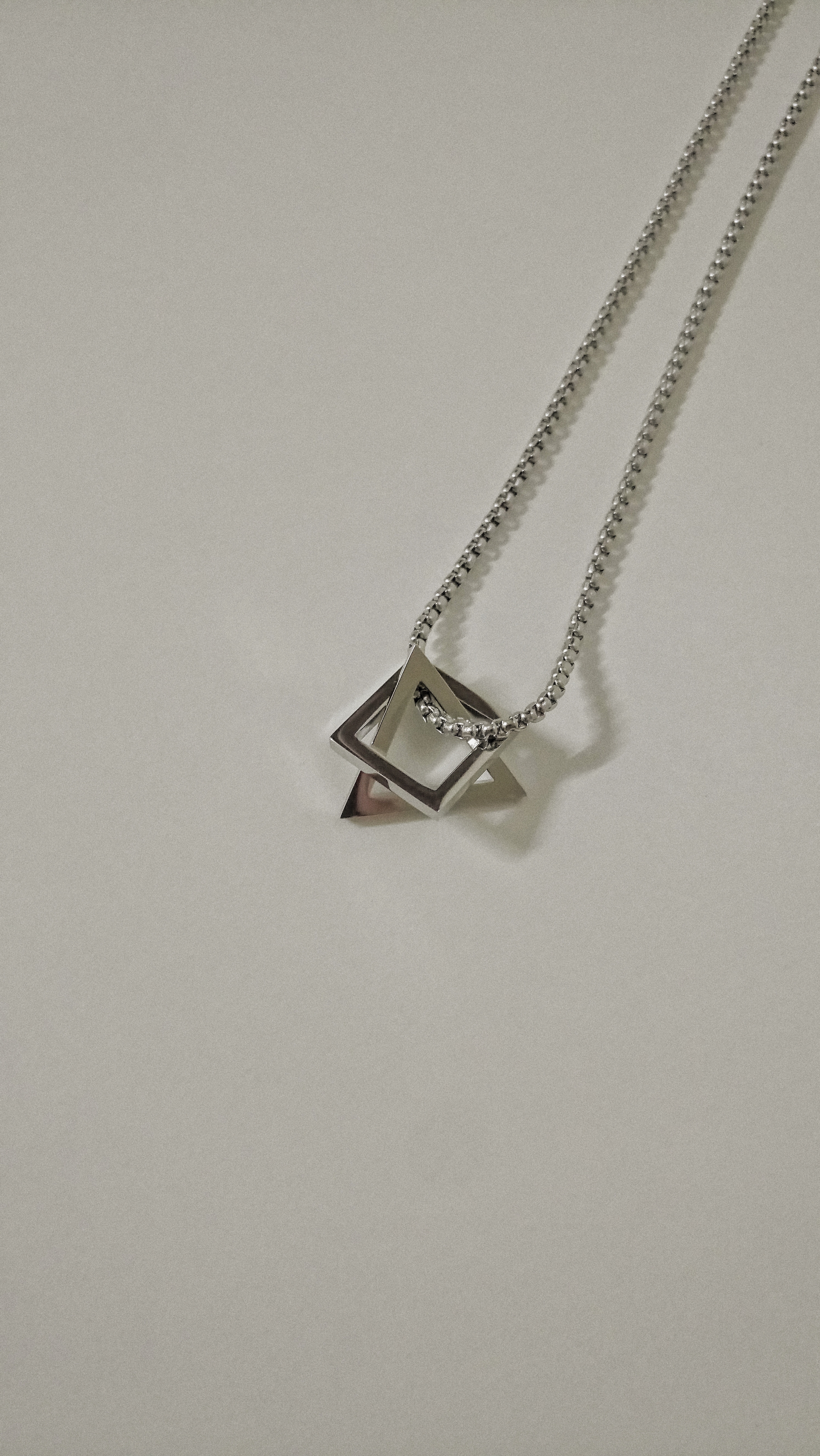 #現貨 (ACCN507) 鋼項鍊 立體三角四方幾何