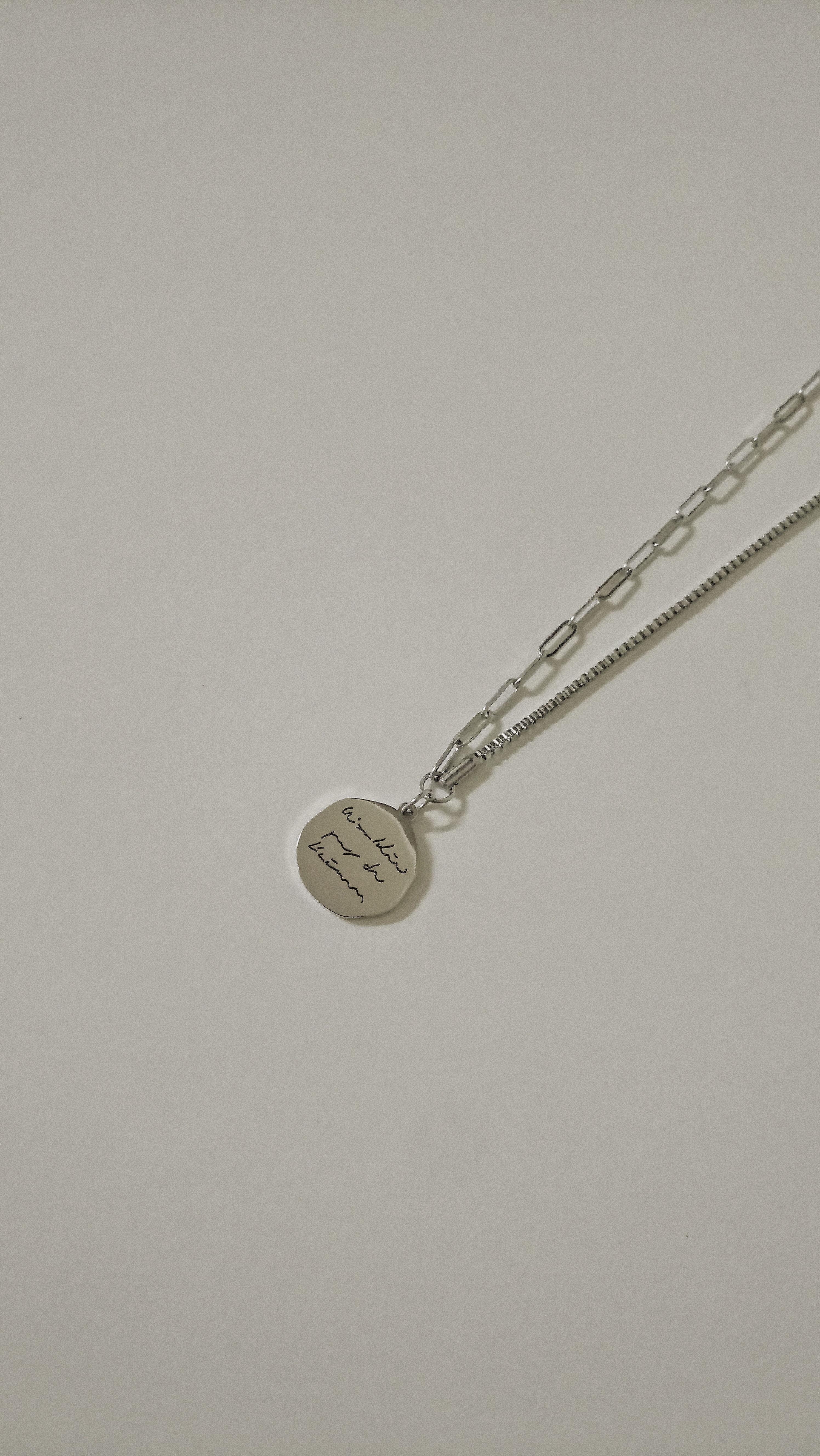 #現貨 (ACCN516) 鋼項鍊 不規則刻字圓牌