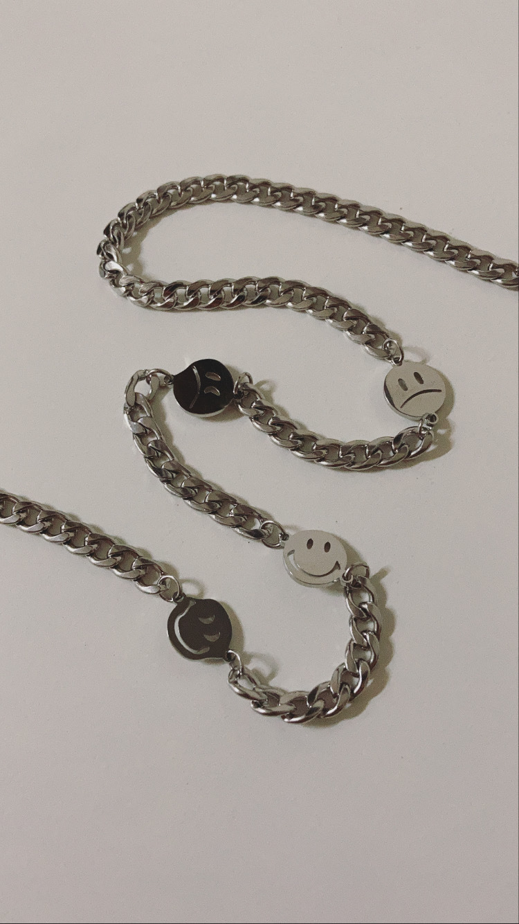 #現貨 (ACCN548) 鋼項鍊 喜怒哀樂鍊條