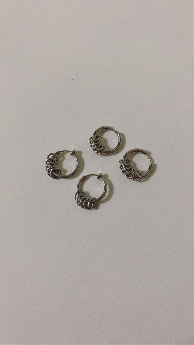 #現貨 (ACCE504) 鋼耳環 幾何多圈耳環/耳夾