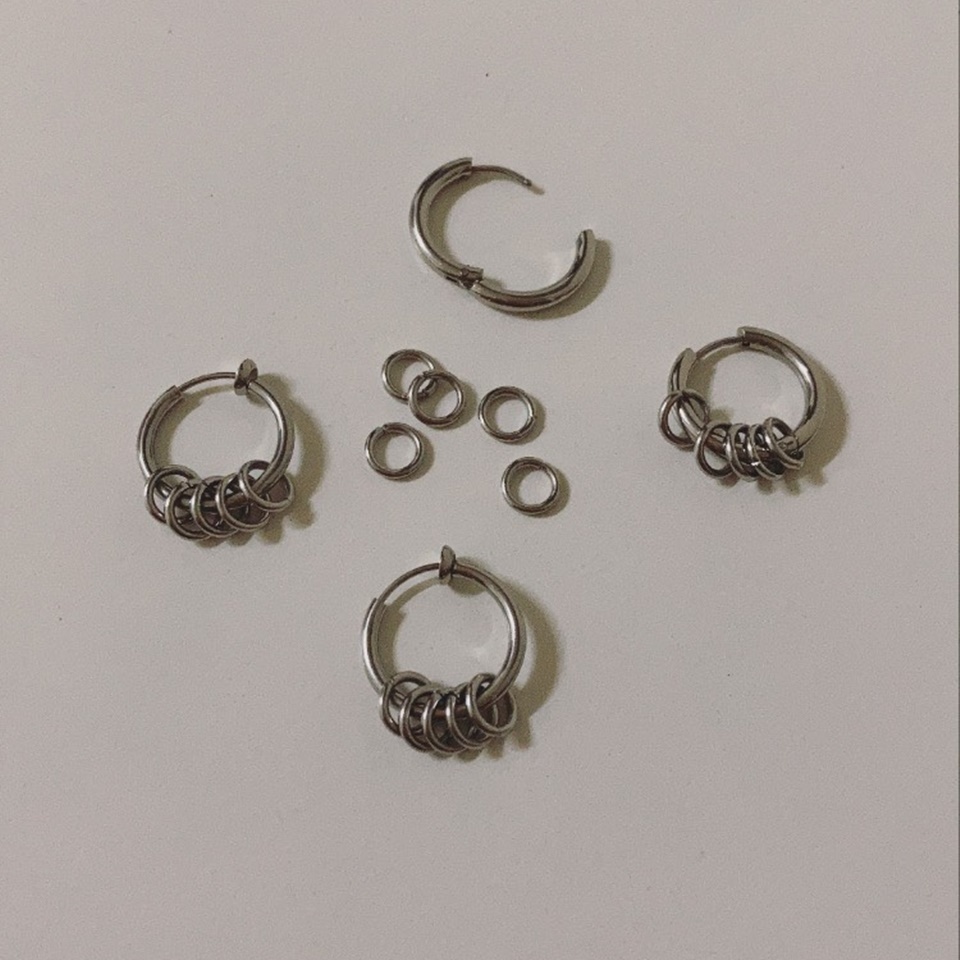 #現貨 (ACCE504) 鋼耳環 幾何多圈耳環/耳夾