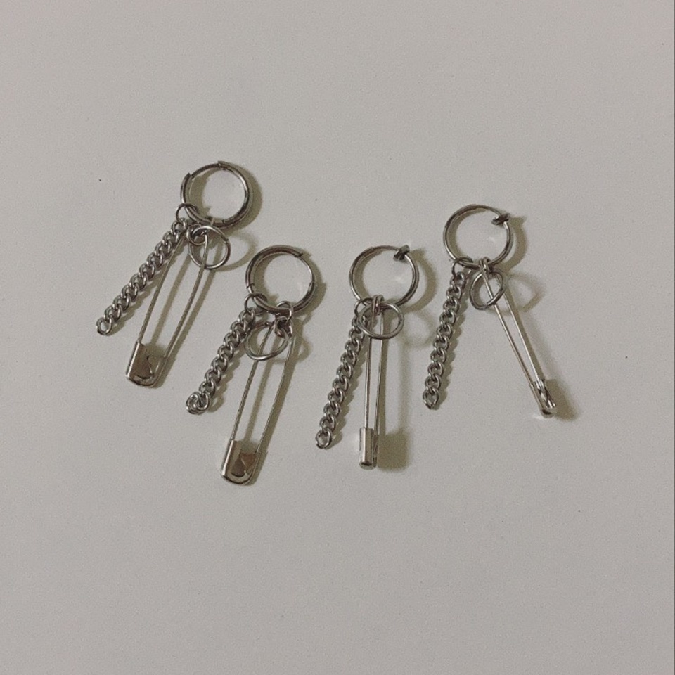 #現貨 (ACCE505) 鋼耳環 別針鍊條耳環/耳夾