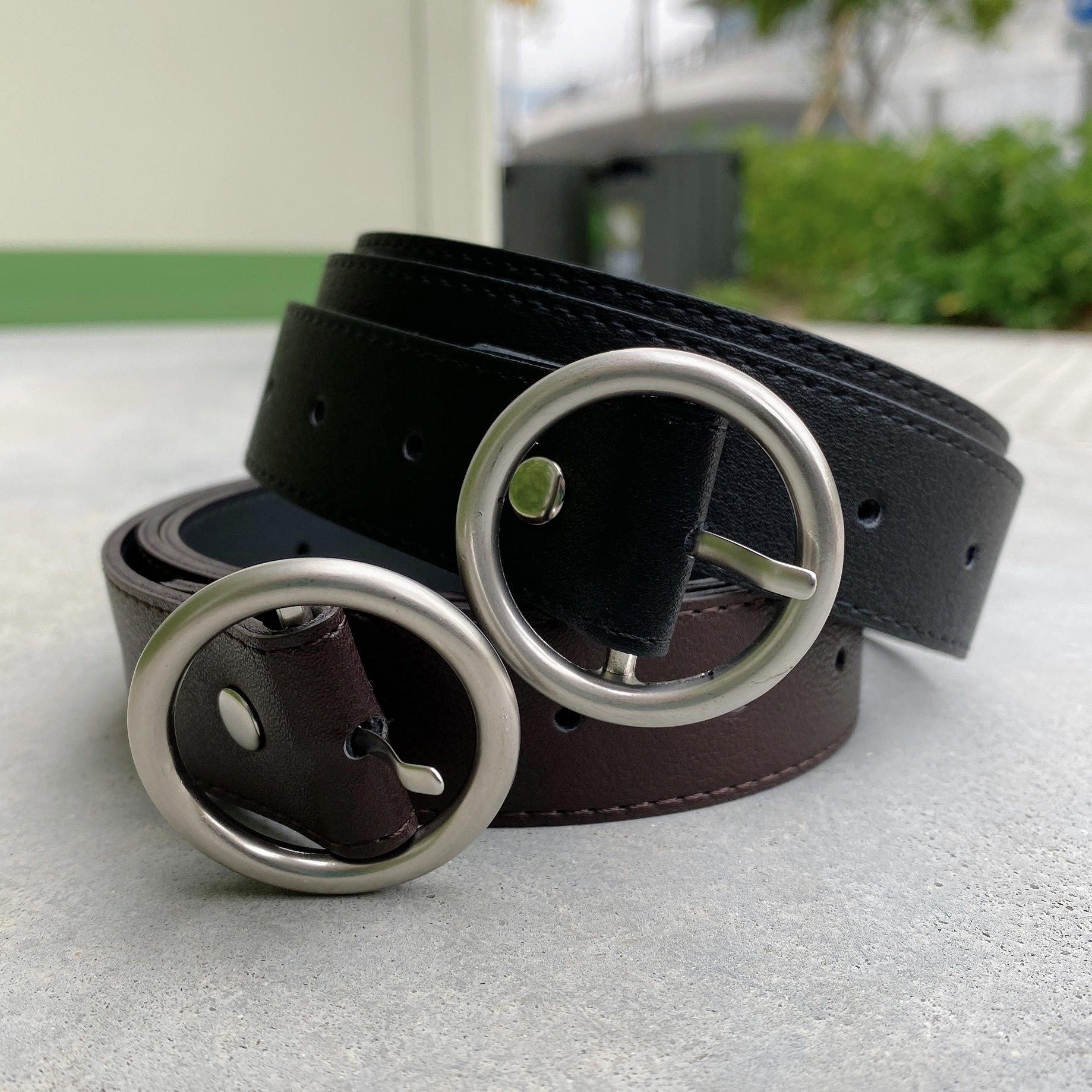 A0009｜韓國製圓型扣粗皮帶