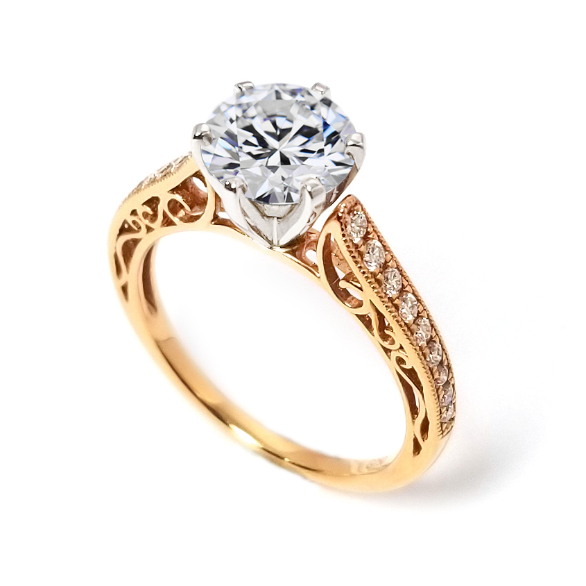 18K白 / 玫瑰金天然鑽石戒指托 (RS22RY19042A)