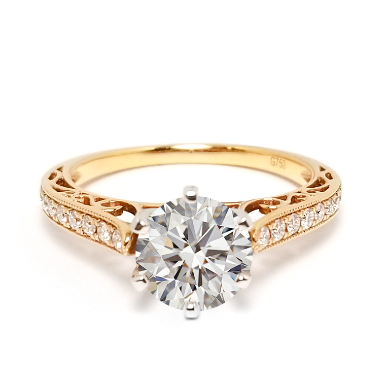 18K白 / 玫瑰金天然鑽石戒指托 (RS22RY19042A)