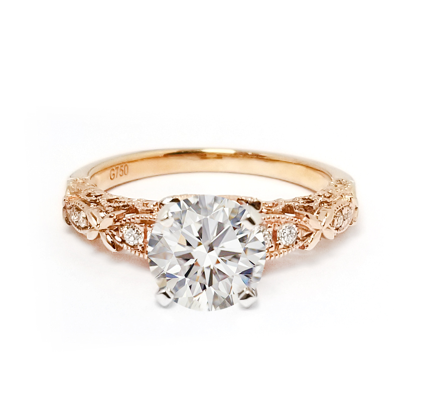 18K白 / 玫瑰金天然鑽石戒指托 (RS22RY22302A)