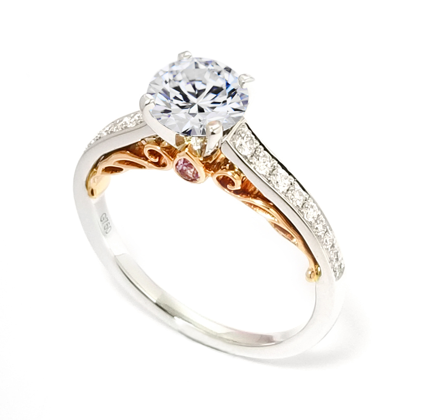 18K白 / 玫瑰金天然鑽石粉紅寶戒指托 (RS22HA1291A)