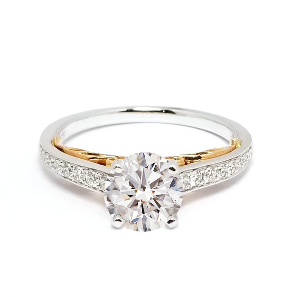 18K白 / 玫瑰金天然鑽石粉紅寶戒指托 (RS22HA1291A)