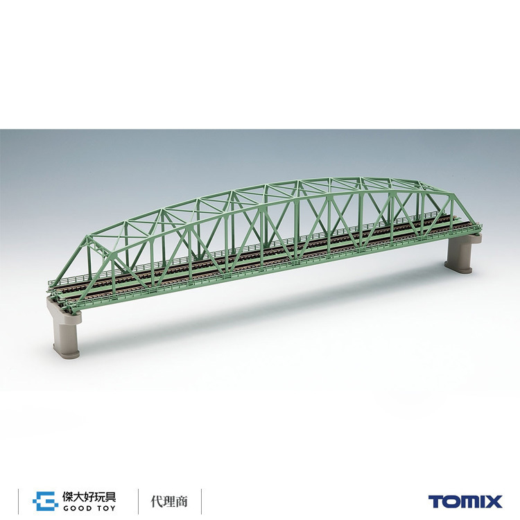TOMIX 3222 複線曲弦大トラス鉄橋(F)(緑)(複線PC橋脚・2本）3個 TOMIX 3222 複線曲弦大桁架鐵橋(F) (綠・複線PC橋腳・2入)
