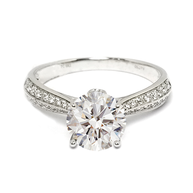 18K白金天然鑽石戒指托 (CRS41H110134)