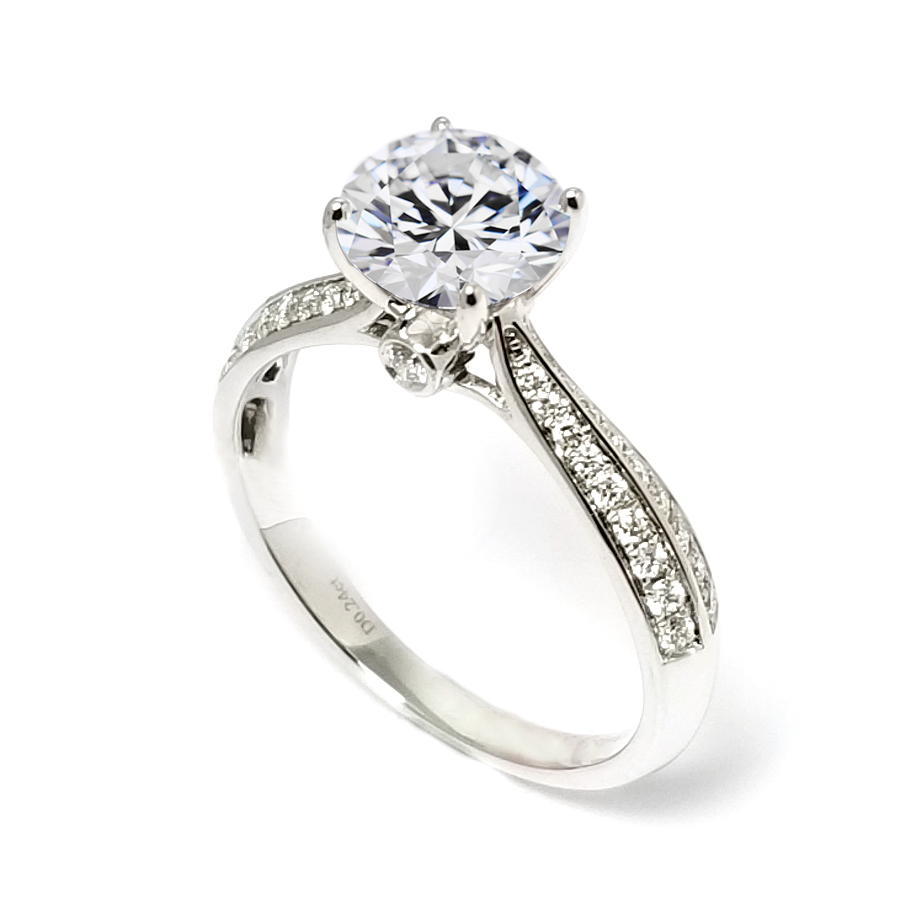 18K白金天然鑽石戒指托 (CRS41H110134)