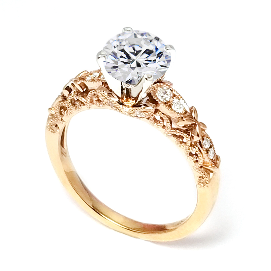 18K白 / 玫瑰金天然鑽石戒指托 (RS22RY22302A)