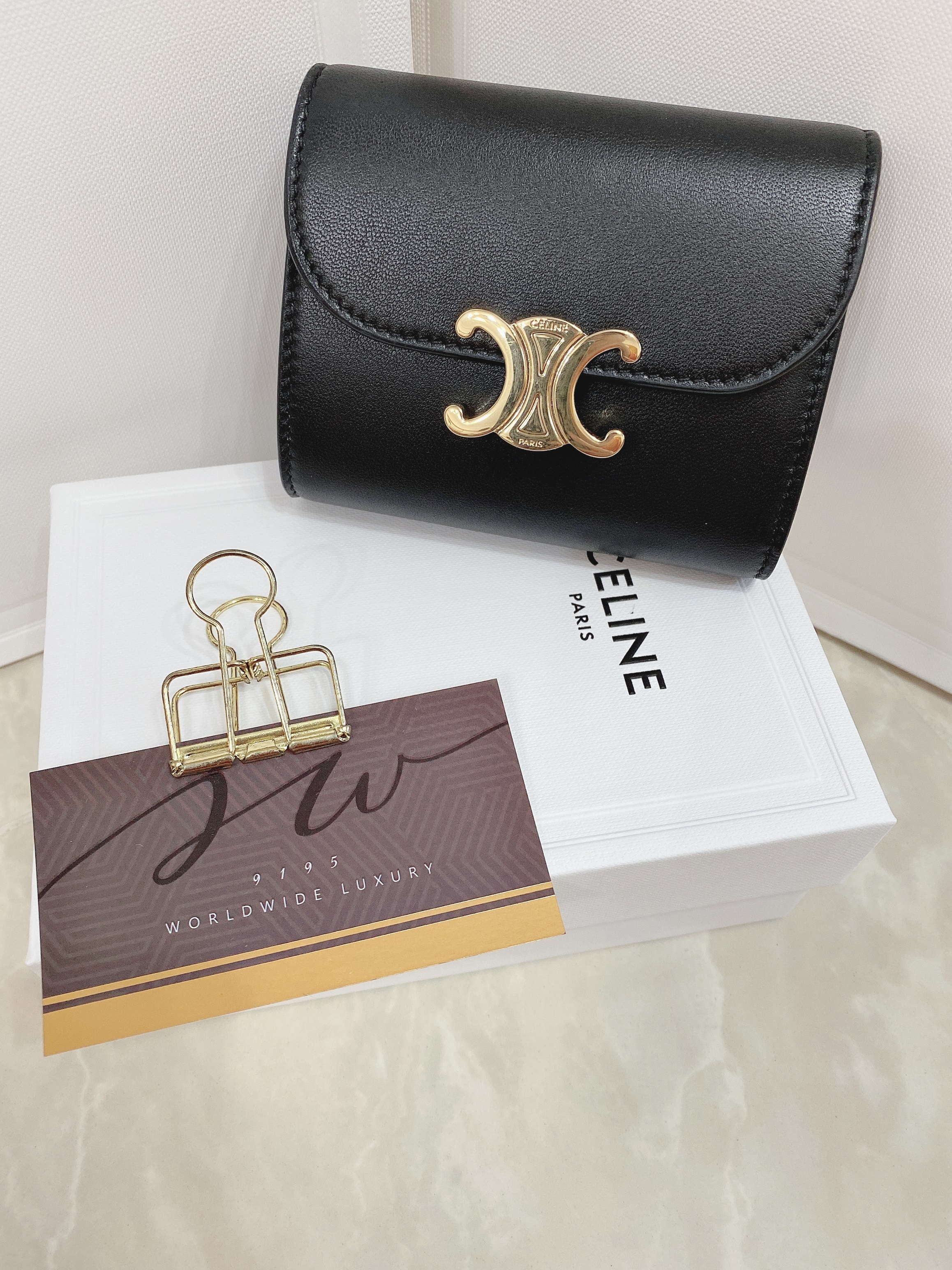 celine small flap wallet in shiny smooth lambskin