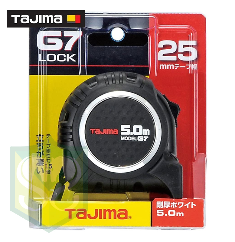TAJIMA G7 LOCK 5M Measuring Tape 包膠加厚雙面拉尺 (5m x 25mm)