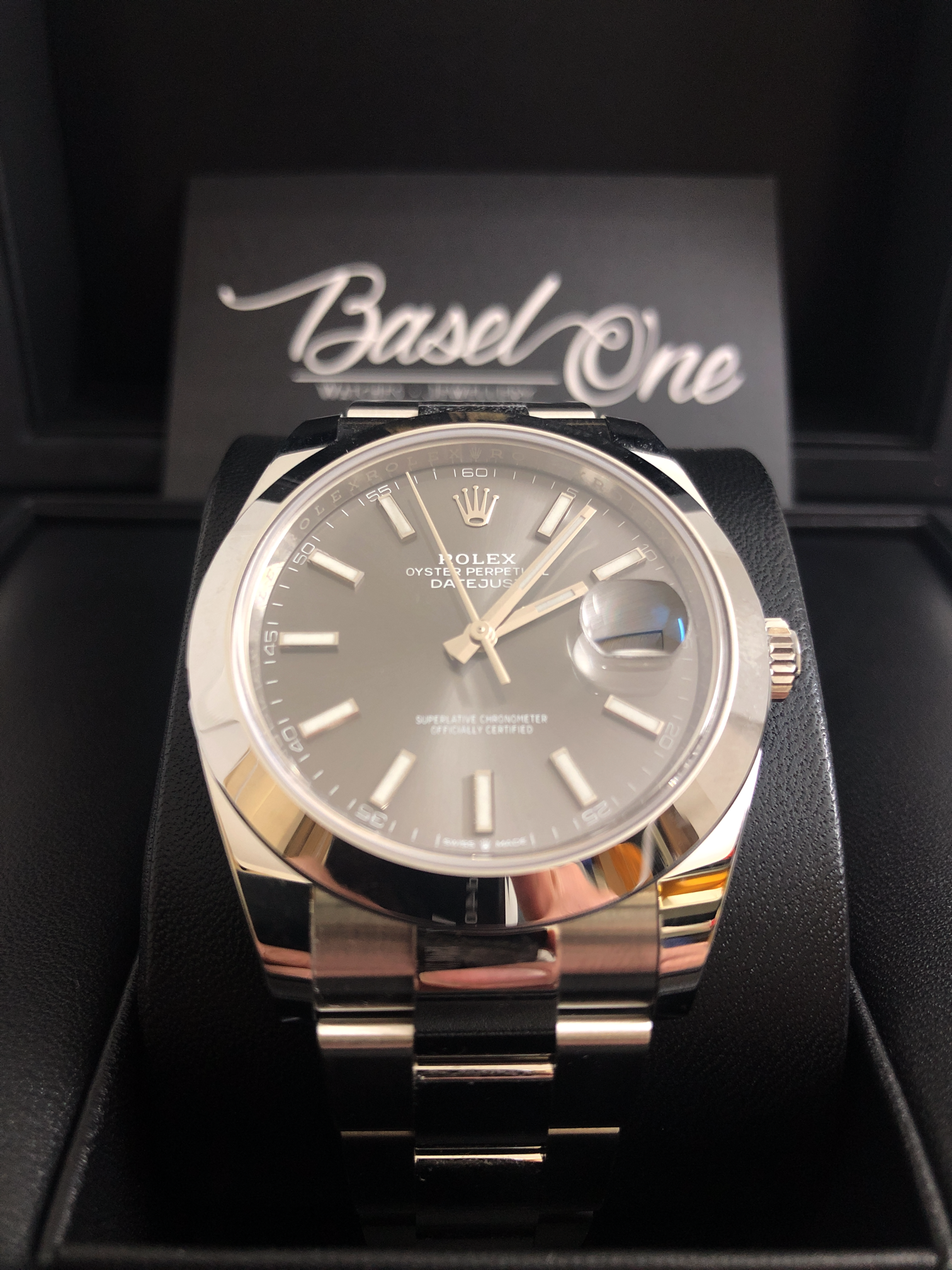 BRAND NEW ROLEX 126300 SLATE GREY RHODIUM DIAL DATEJUST 41MM OYSTER STRAP STAINLESS STEEL