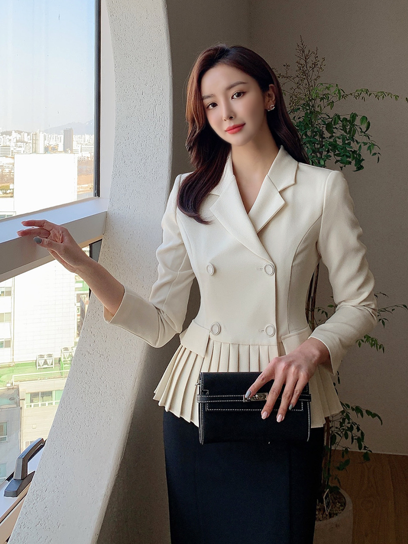 [現貨] 下擺百摺翻領外套 [ 4色 / S,M,L]