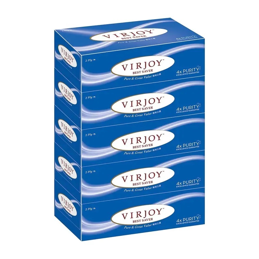 [一盒$3.9起] Virjoy 唯潔雅 藍色 盒裝面紙 紙巾Y312V2 (1條5盒)