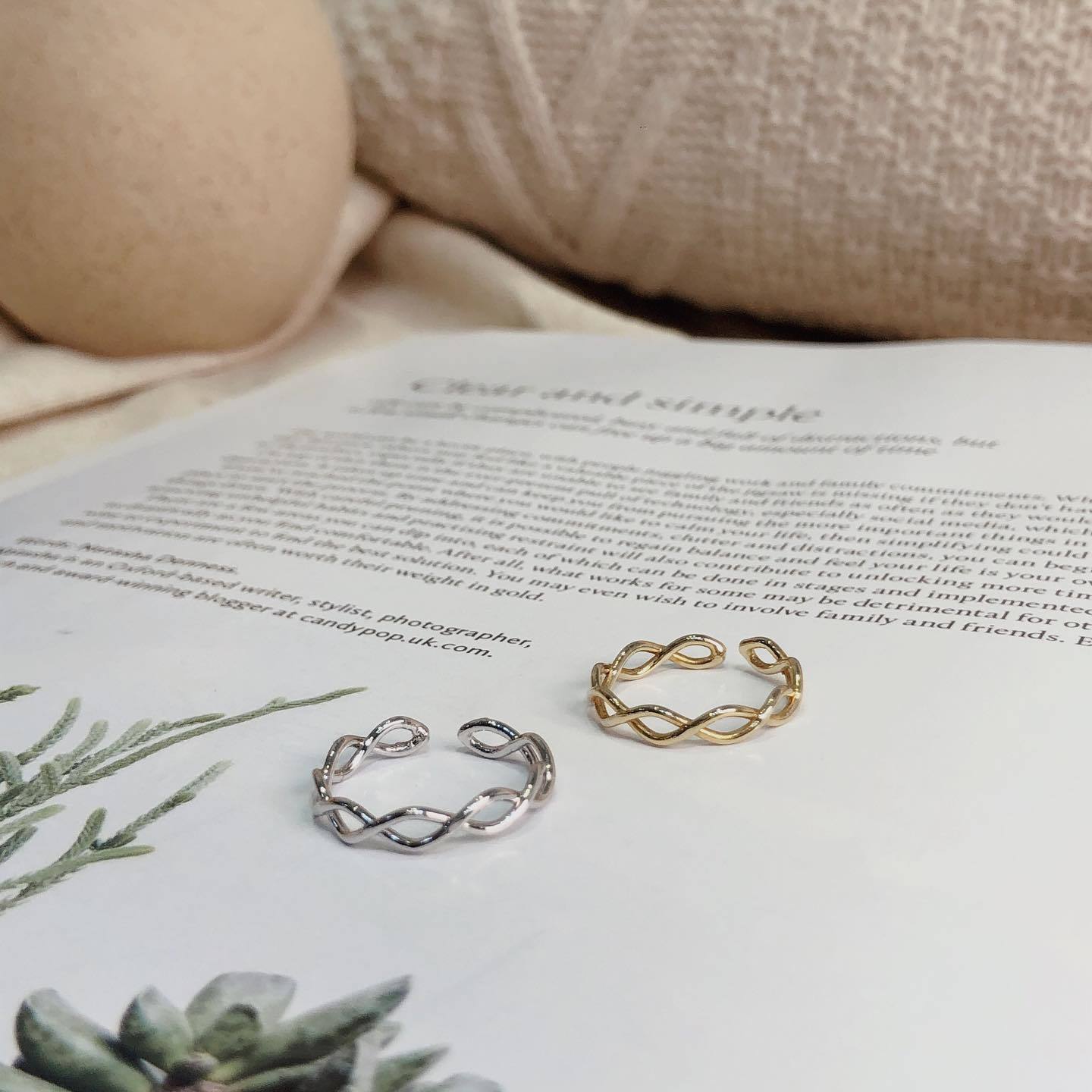 韓國無限交叉開口戒指。兩色