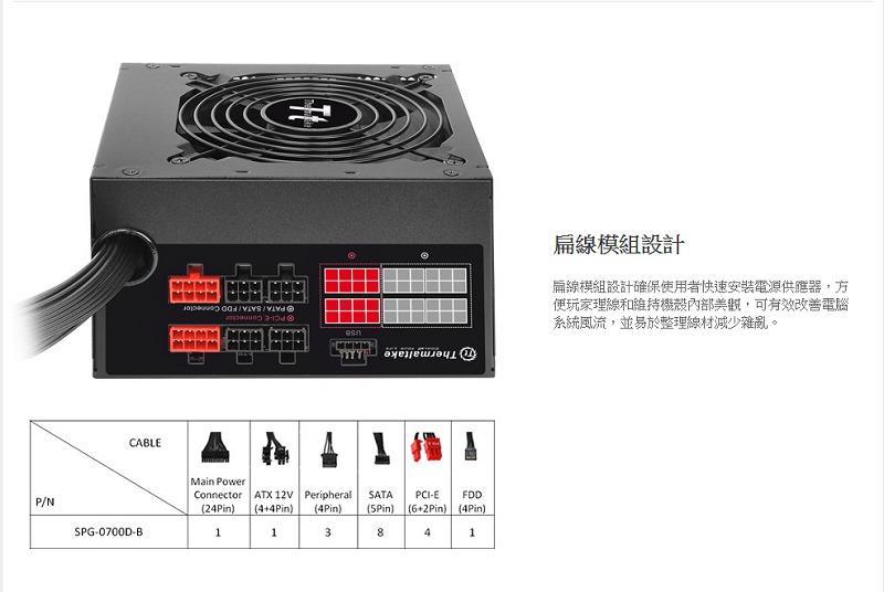 米特3C數位–曜越 Smart DPS G 700W 銅牌電源供應器/PS-SPG-0700DPCBTW-B