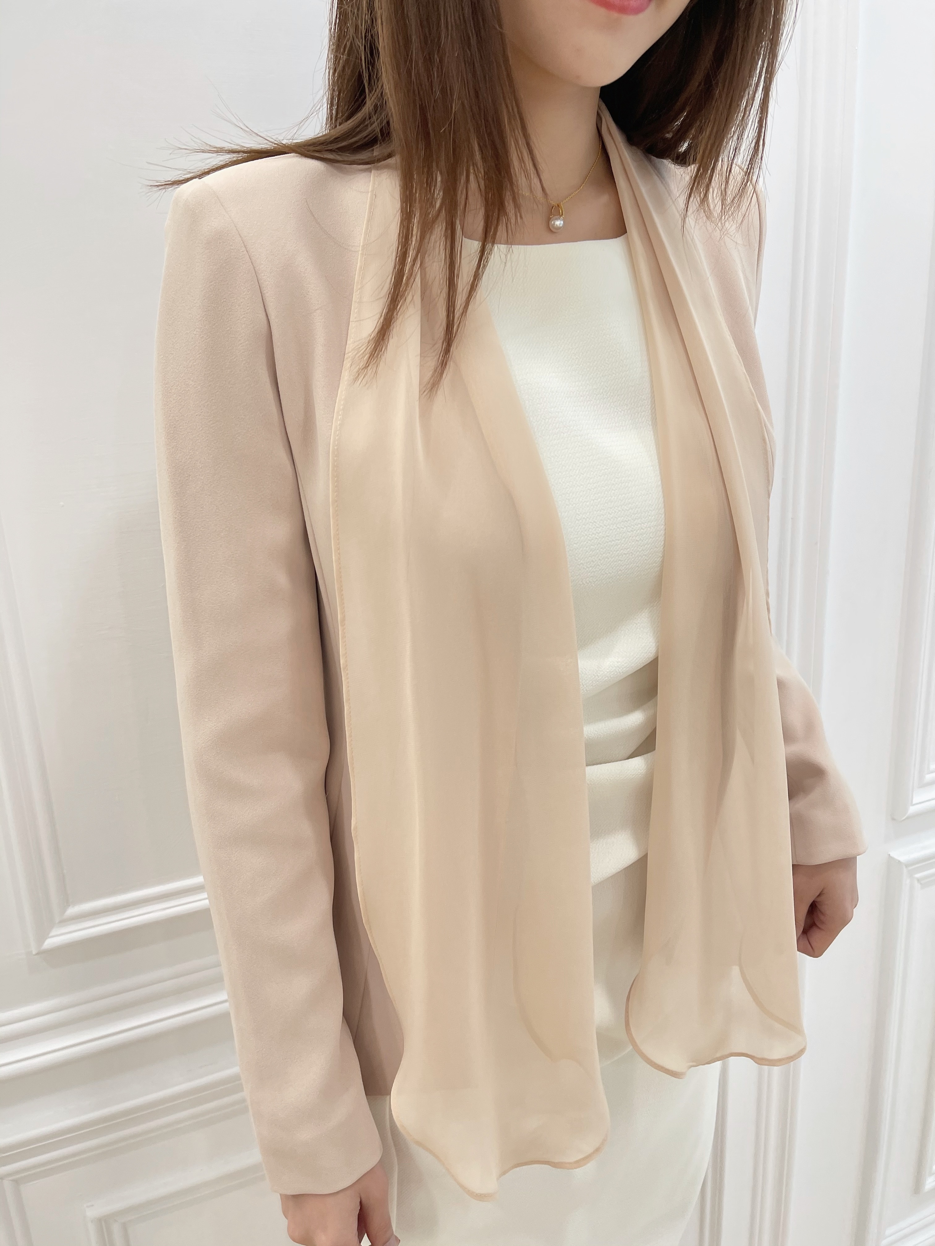 領巾腰身西裝外套(裸)