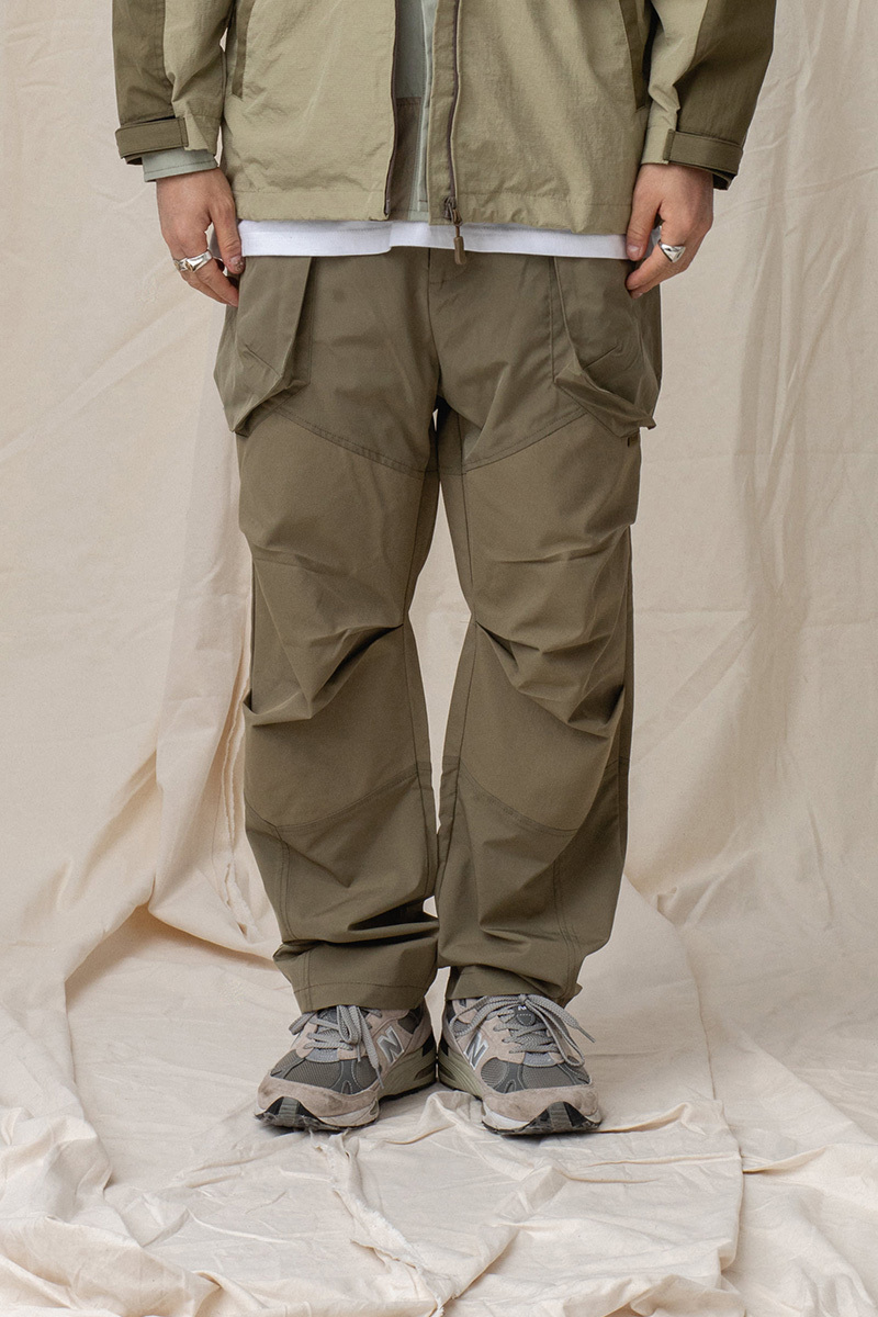 異質拼接口袋直筒工裝褲