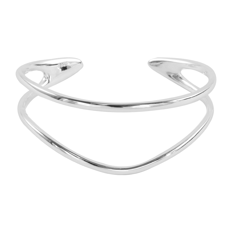 純銀手鐲，女士手鐲 不規則俐落鏤空造型；賦予飾品活潑的躍動感（0614銀色）