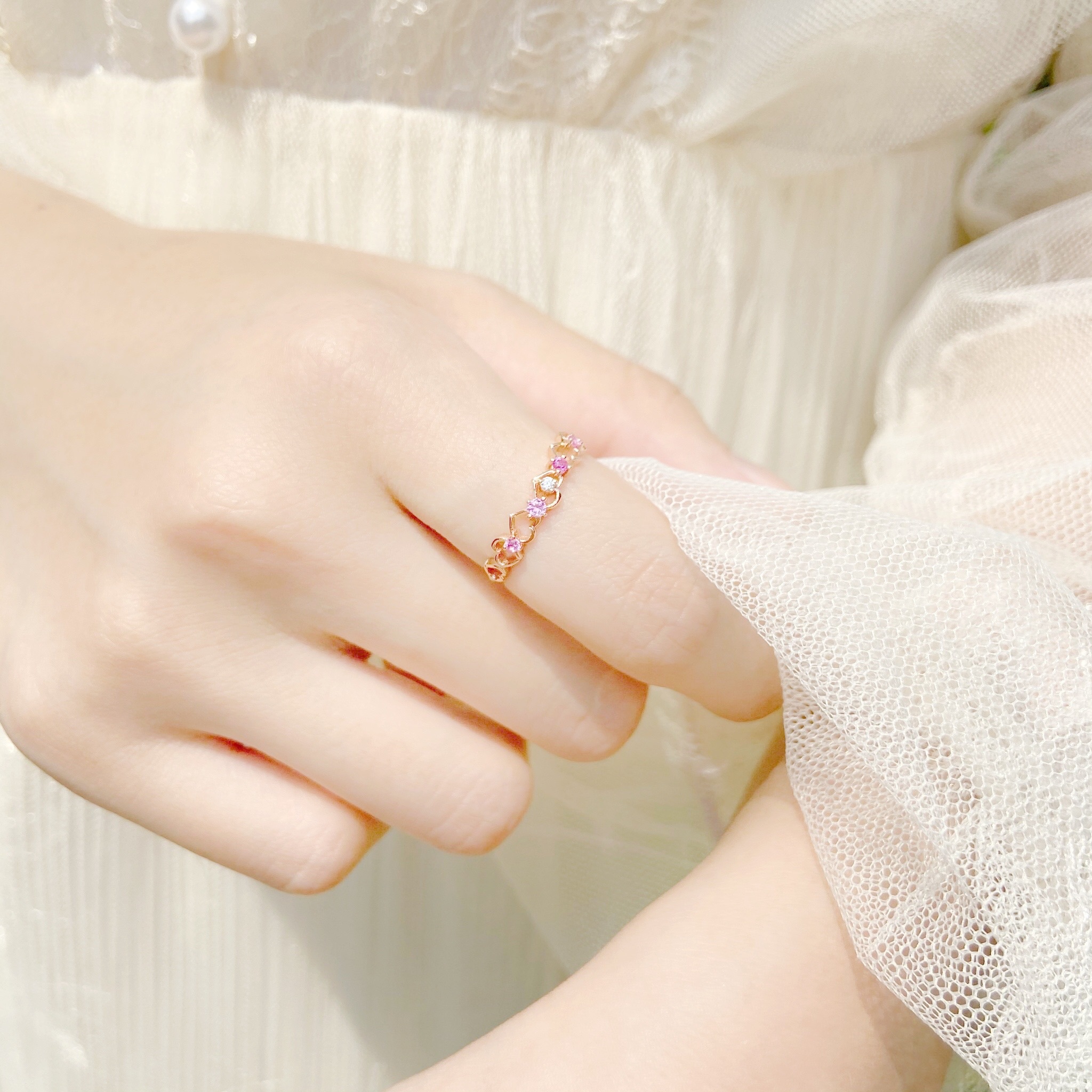 | 925純銀・厚鍍玫瑰金 | 繾綣心心戒指 | RI0216 |